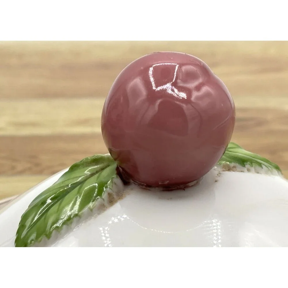 Lenox Ceramic Coffee Canister Orchard Fruit & Floral Design w/Lid Fine Porcelain